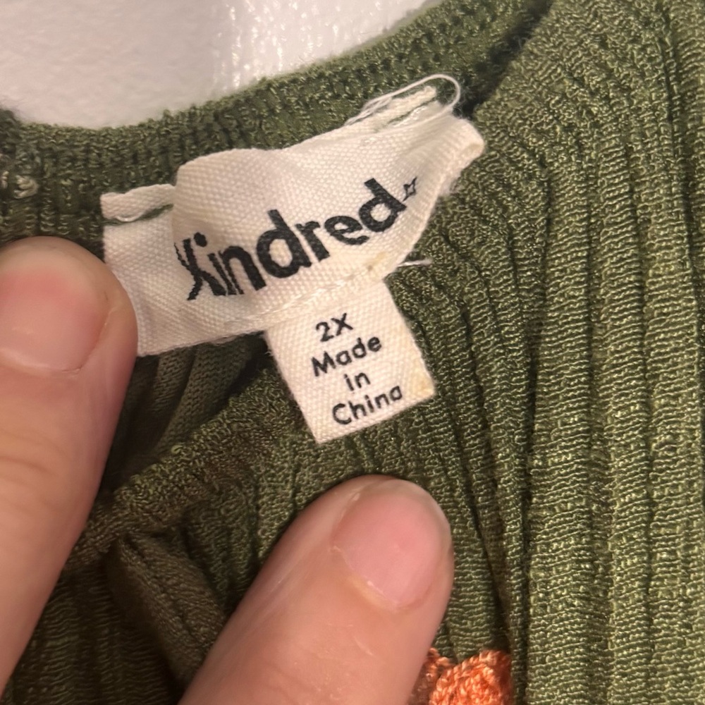 Chic Olive Floral Maxi Dress 2X - Picture 2 of 9